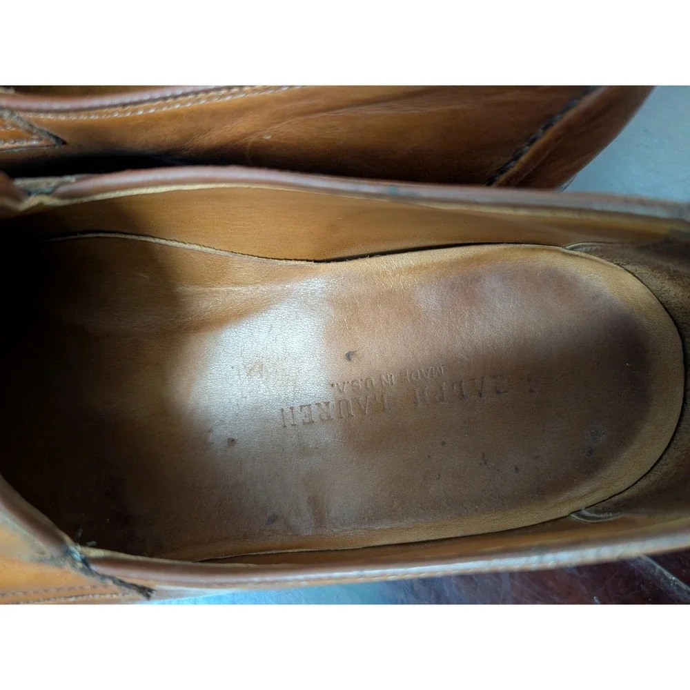 VTG 80s 90s Ralph Lauren Singleton Penny Loafers Mens 10.5D USA Calf Leather